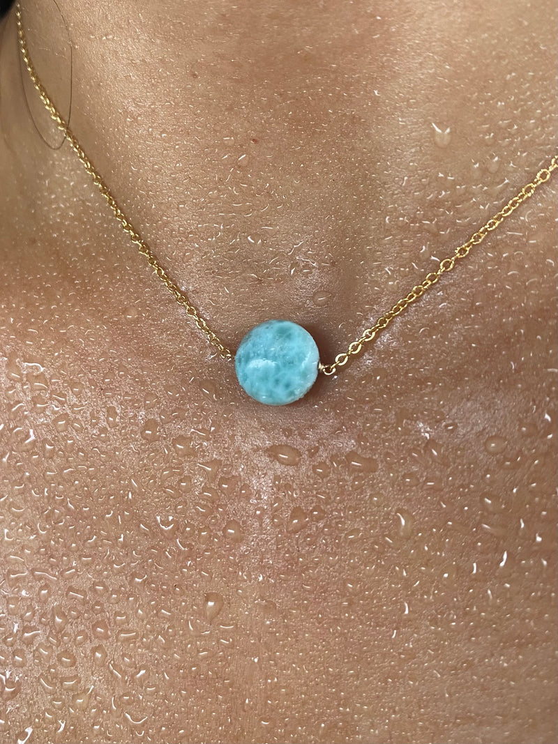 Larimar moon necklace