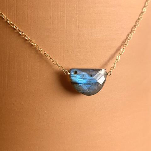 Labradorite half moon necklace